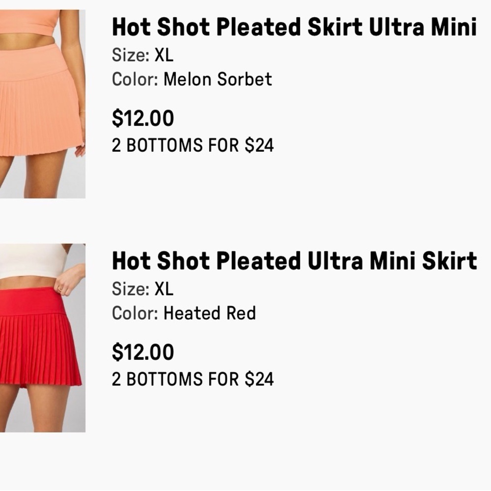 Fabletics Pleated Ultra Mini Skirt - Melon Sorbet